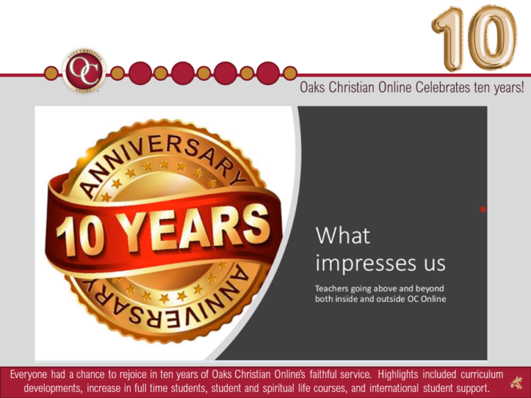 Oaks Christian Online 10 Years